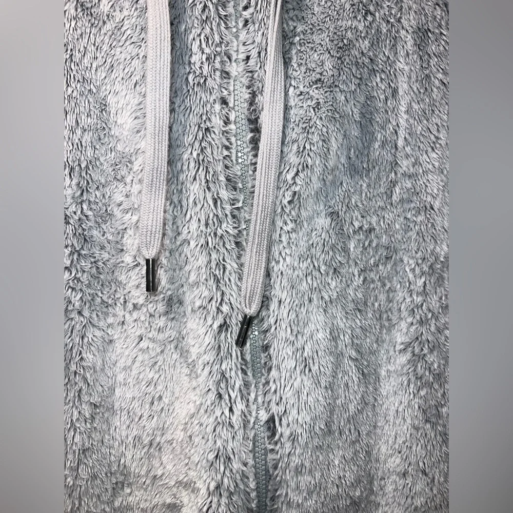 Aerie Women's Sherpa Sz Small “Oversized” Full Zip Hooded Jacket Gray Faux Fur - Picture 7 of 12